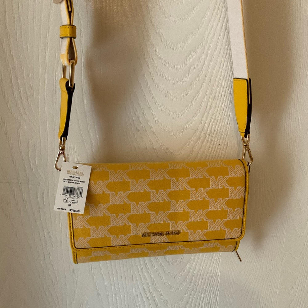 Michael Kors yellow cross body bag.